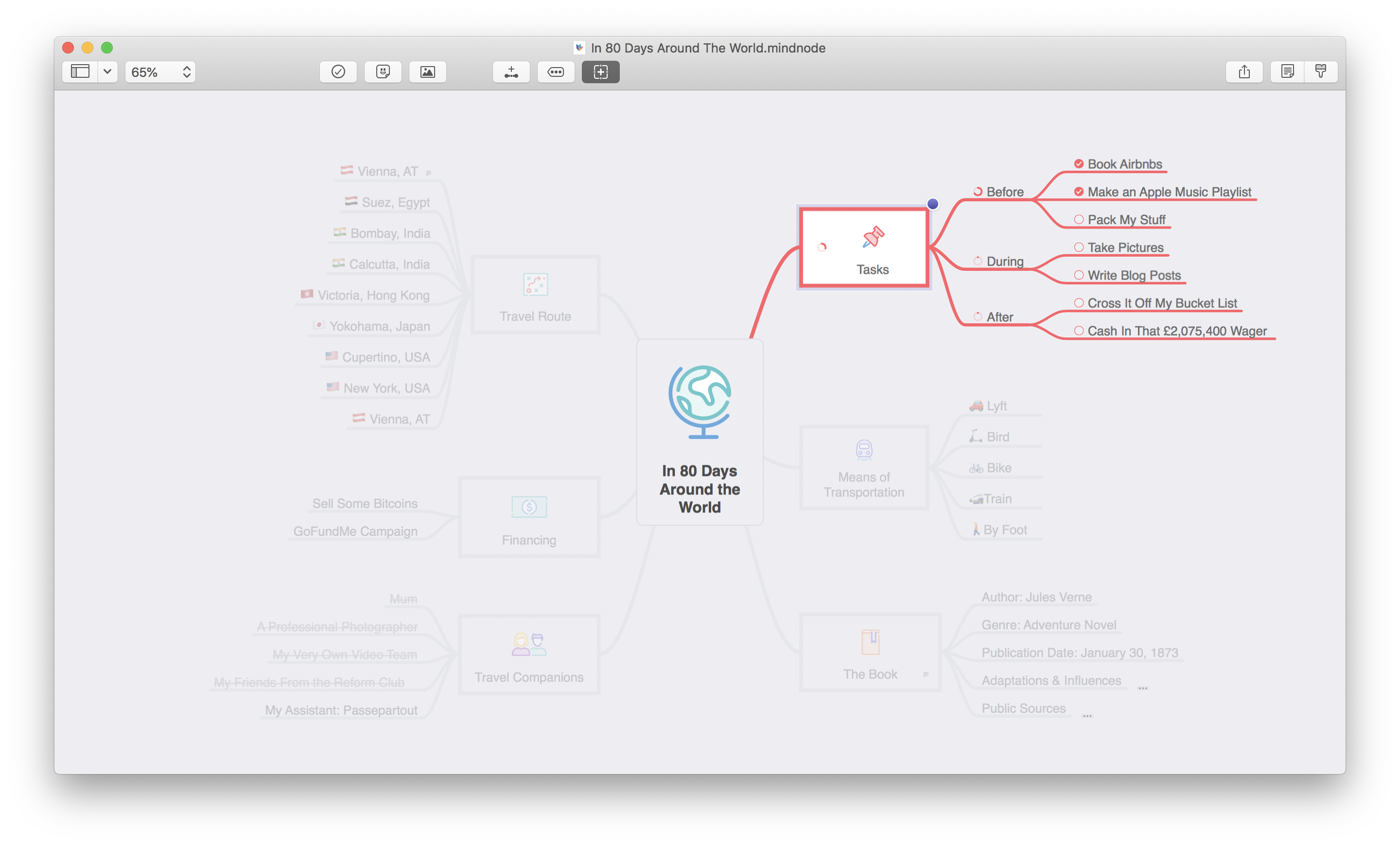 Focus Mode in MindNode on the Mac